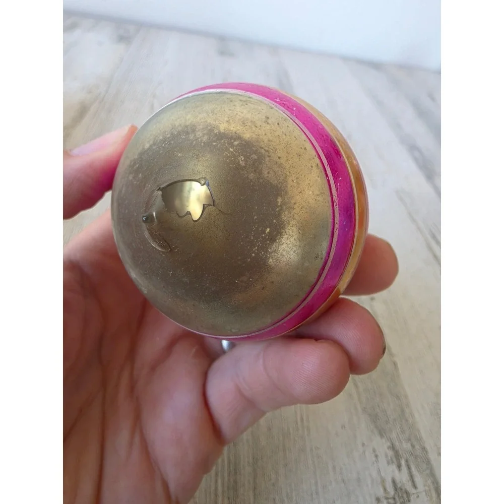 Vintage Japan teardrop rainbow AS IS striped gold pink ornament Xmas tree